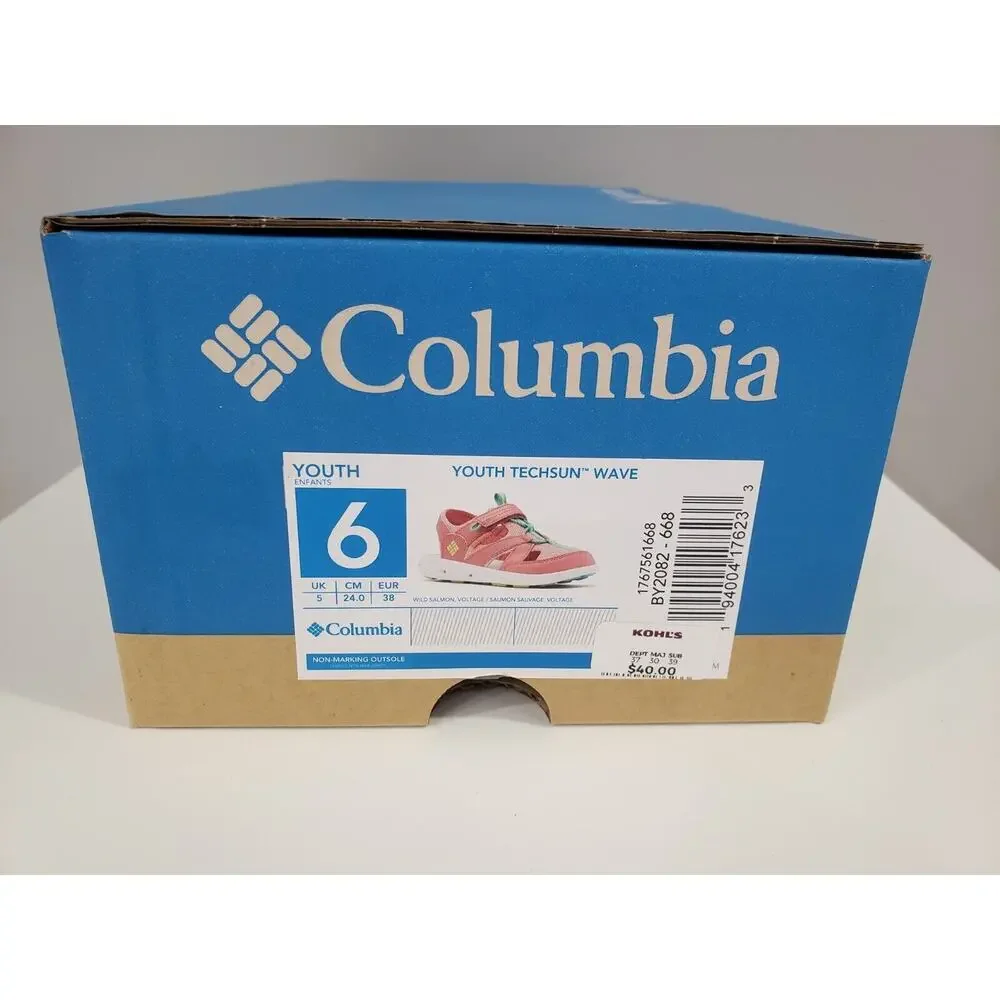 NEW Columbia Youth Techsun Sandal Strap Hook & Loop Toe Hiking Walking BIG KID 6